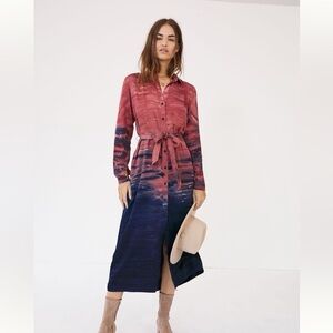 Cloth & Stone Red and Blue Tie-Dye Maxi Dress